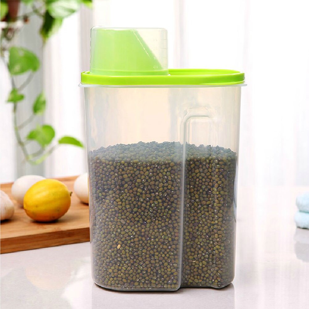 2.5l store ris korn bønne tør mad opbevaring dispenser beholder låg forseglet boks