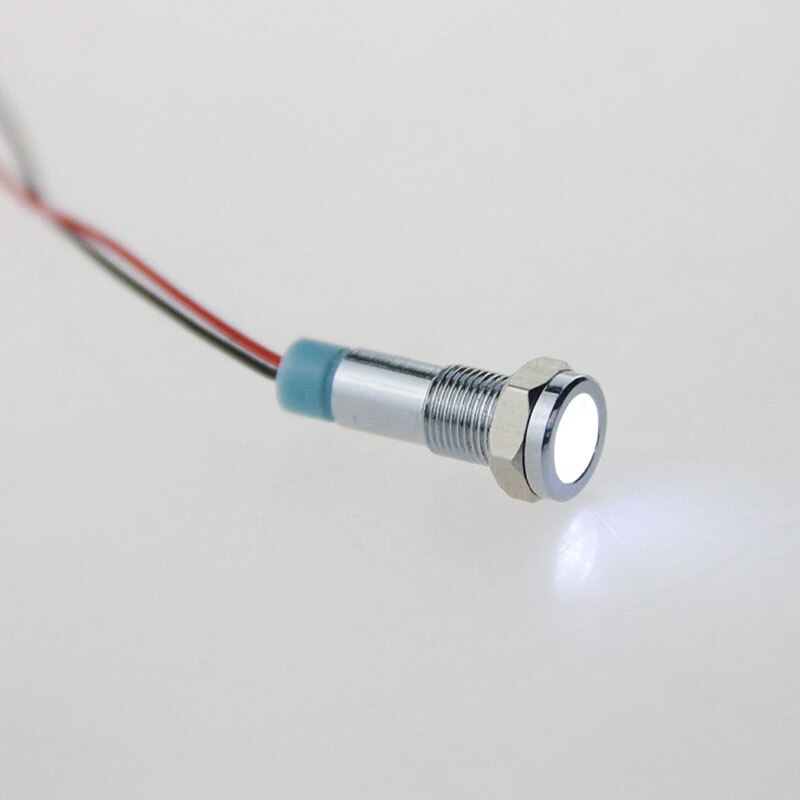 1 stk metal blinklys 6 mm metal lys advarsel køretøj lampe 6v.12v.24v.36v.48 v 110v.220v: 12v hvide