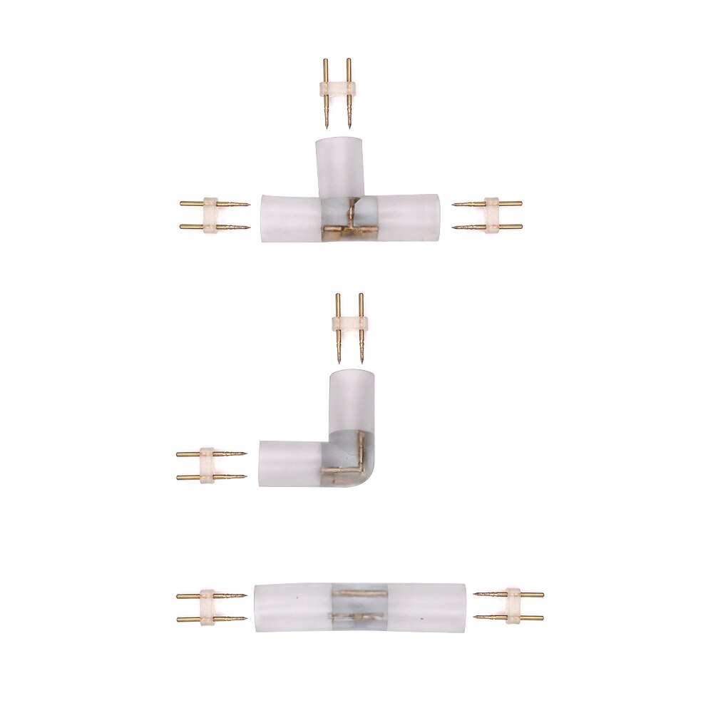 5Pcs 220v LED Strip Neon Light Conector for 14mm Round Two Wire L T I Shape Middle Connector Straight Cable Neon Tube Clips