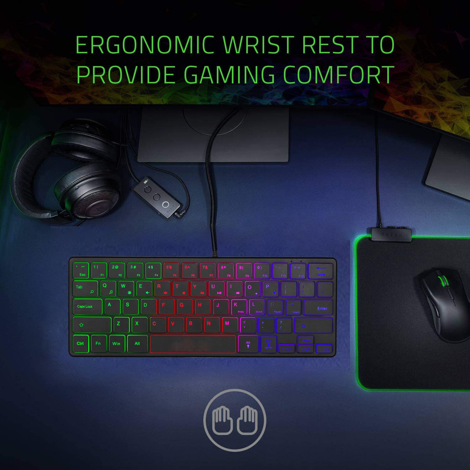 60% USB Wired Mini Keyboard 64Keys RGB Backlit Slim Gaming Keyboard Portable Ultra Thin Ergonomic Keyboard for PC Laptop Gamer