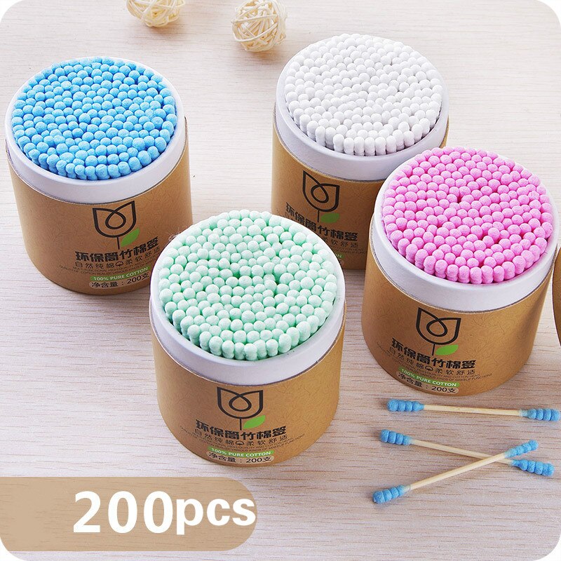 100/200 pièces/boîte bambou bébé coton-tige bois bâtons doux coton-tige nettoyage des oreilles Tampons Cotonete Pampons santé beauté