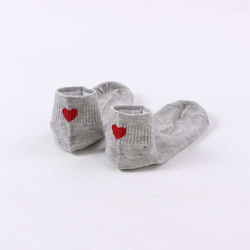 Arrivl røde hjerte sokker kvinder bomuld søde sokker korte strømper afslappede gril sokker 35-40: Grå