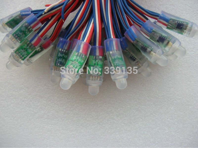 DC12V 12mm WS2811 led pixel module string light, full color led module; Round shape, 50pcs/string, Waterproof IP68, DC12V input