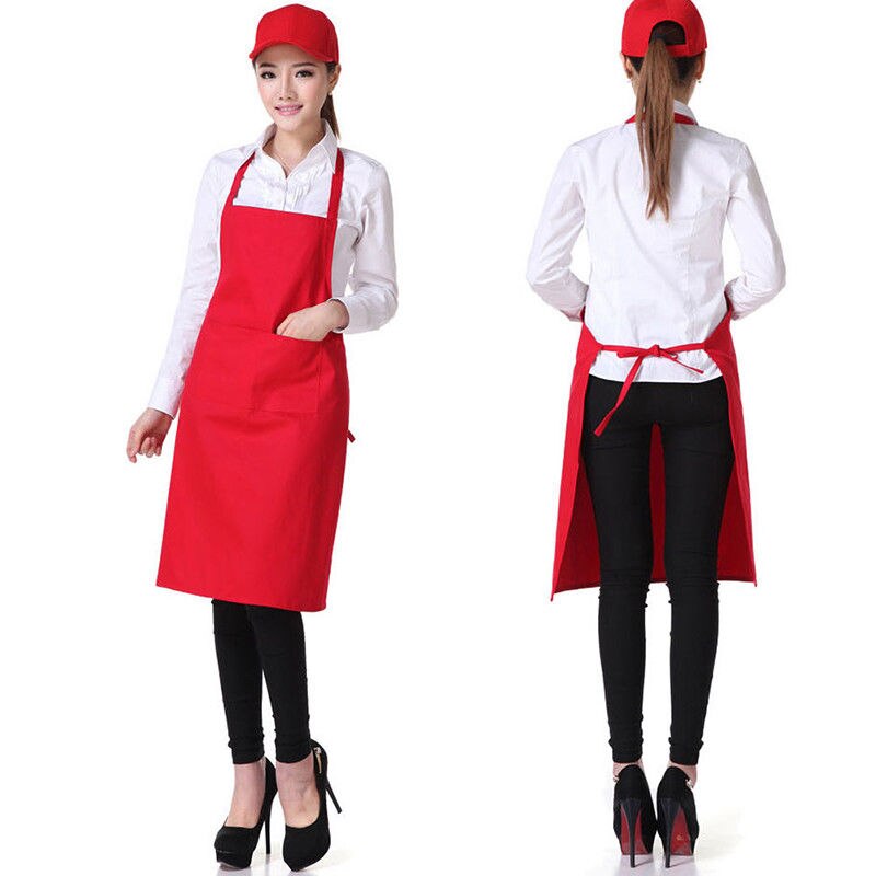 Kitchen Solid Color Aprons Cotton Sleeveless Aprons Kitchen Women Men Thicken Cooking Pinafore Home Cooking Baking Waist Bib