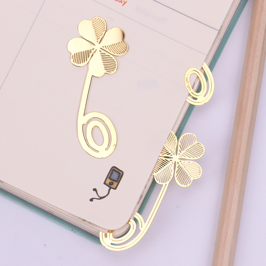 1Pc Klavertje Vier Lezen Metalen Clip Bookmark Leeswijzer Voor Kids