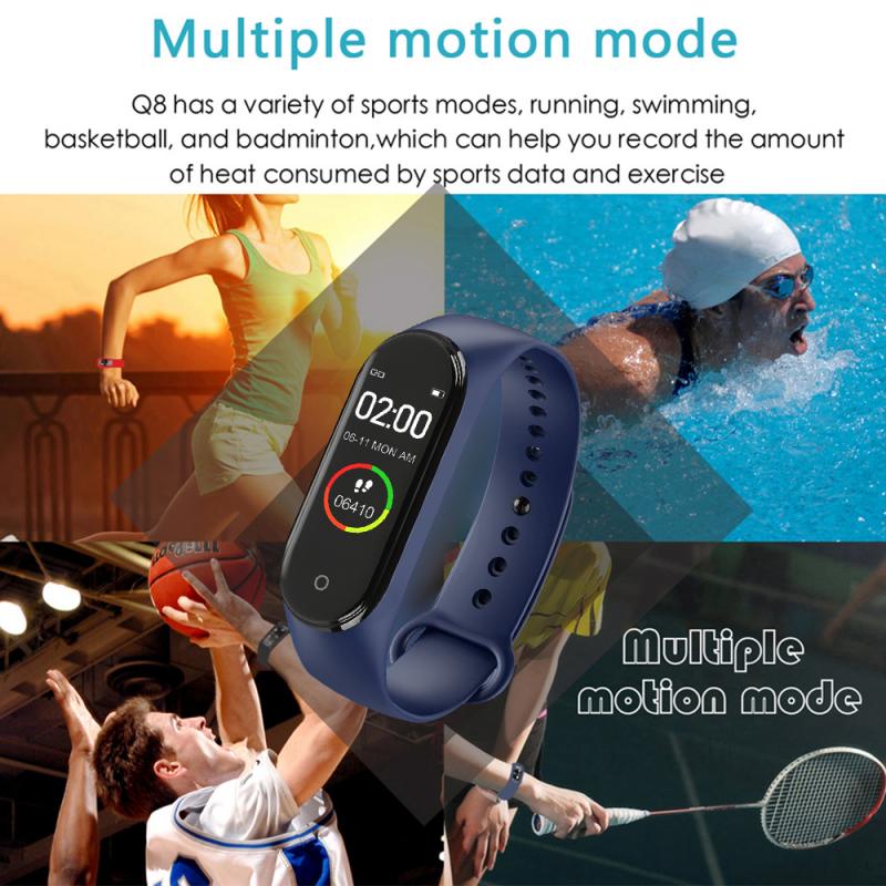 M4 pulseira inteligente bluetooth informações de chamada empurrar relógio inteligente pressão arterial monitor freqüência cardíaca passo exercício ip67 à prova chuva