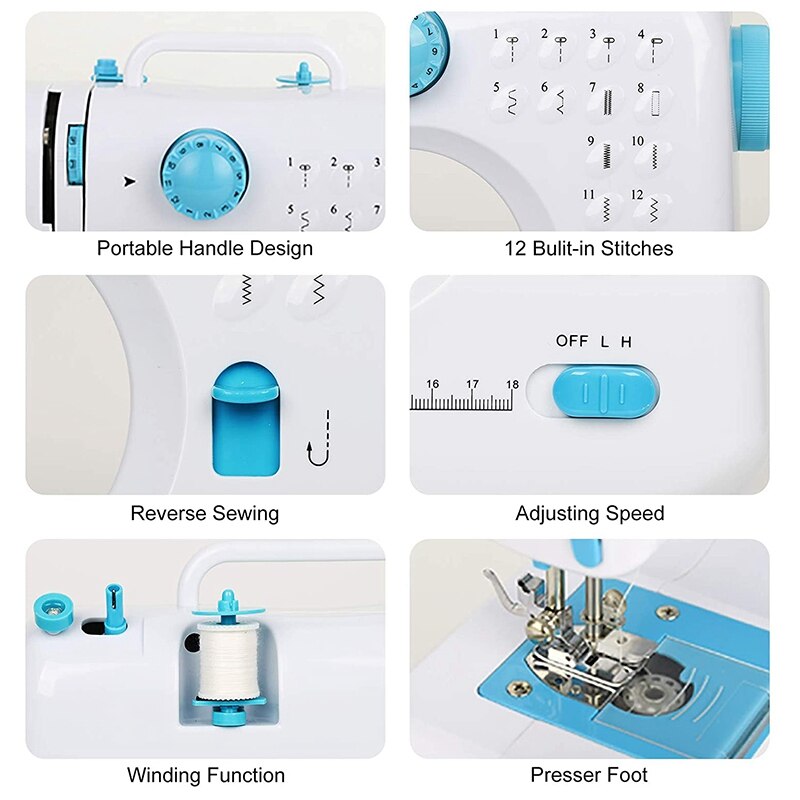 Mini Sewing Machines, Portable Electric Heavy Duty Machines With Foot Pedal Double Thread 12 Built-In Stitches,US Plug