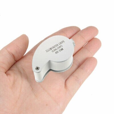 40X Metal Illuminated Jewelry Loop Magnifier Eye Loupe with LED