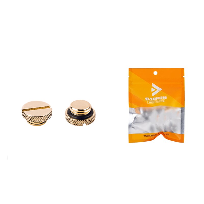6PCS Barrow G1/4" Stop Plug Fitting - With Coin Slot For Water Cooling Transparent Black,Silver,White,Gold YKLZS1-T01 TZS1-A02: Gold / 4PCS
