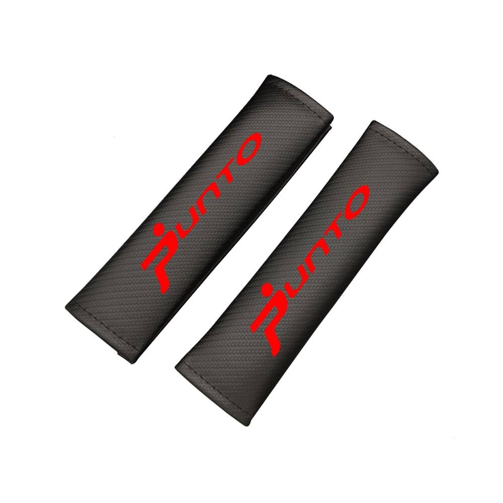 2pcs Carbon Fiber Texture Car Seat Belt Cover Car Seat Belt Shoulder Pads for Fiat Punto: Red