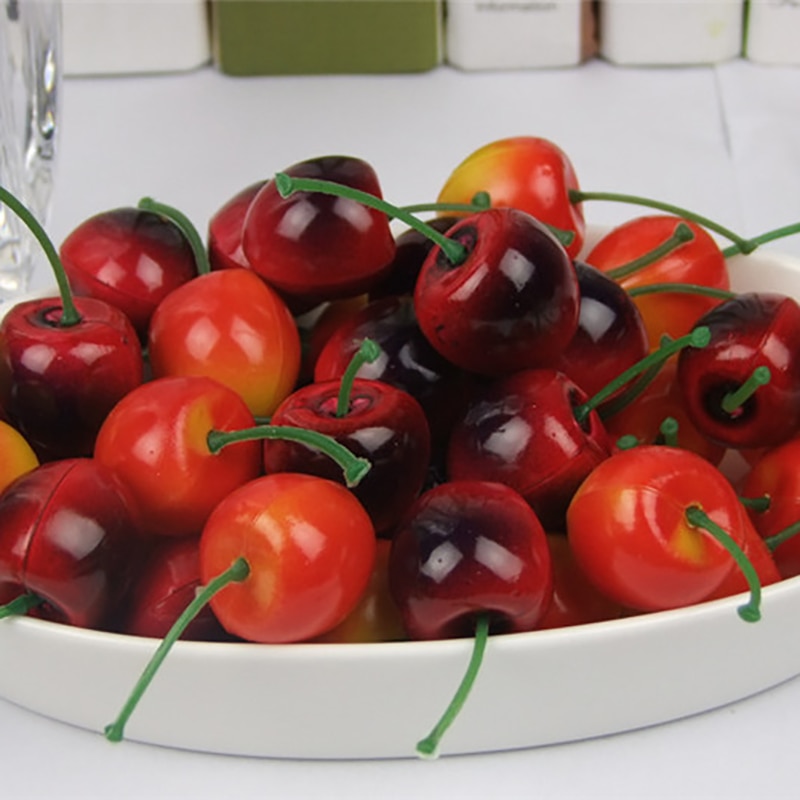 20 piezas Mini plástico fruta Artificial melocotón espuma barato manzana cereza simulación fruta falsa para la decoración del jardín de la boda del hogar