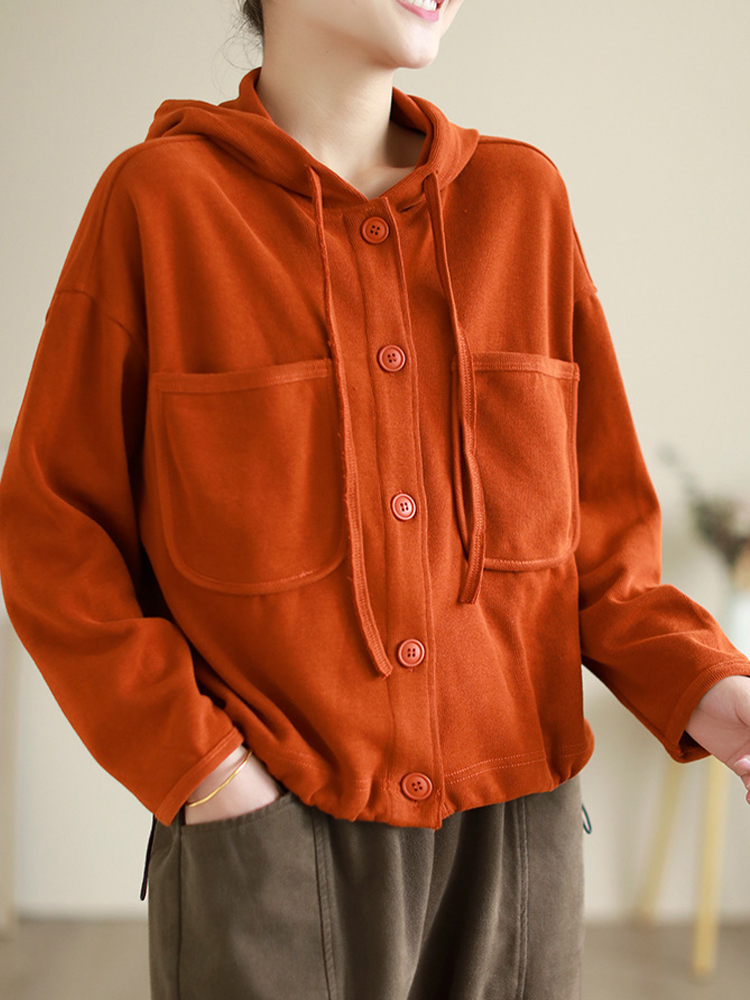 Amax lulue våren koreanska stickade kappor dam lösa casual huvjackor damer vintage klassiska harajuku ytterkläder: Orange