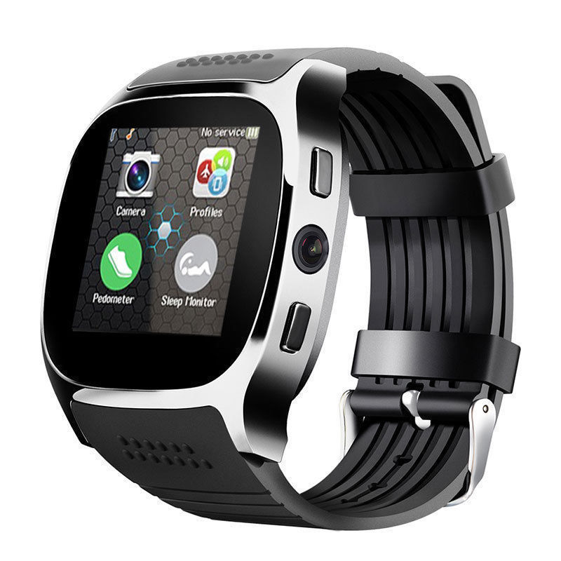 T8 Model Bluetooth Smart Horloge Telefoon Polshorloge Fitness voor Android en iOS: Black