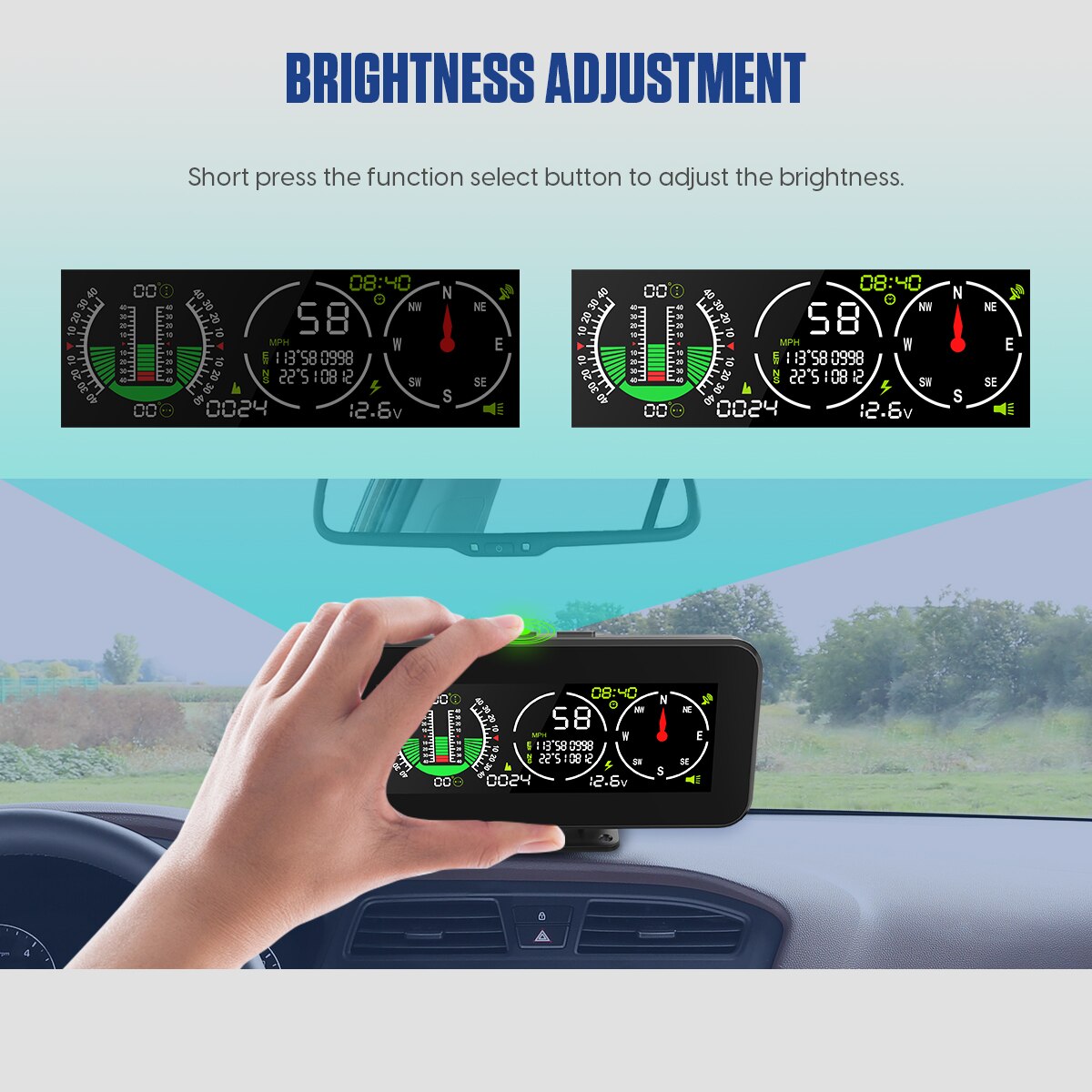 Mr cartool  m60 bilhastighedsmåler gps-hastighed hældningsmåler off-road bilhældning digital temperaturmåler automotive intelligent system