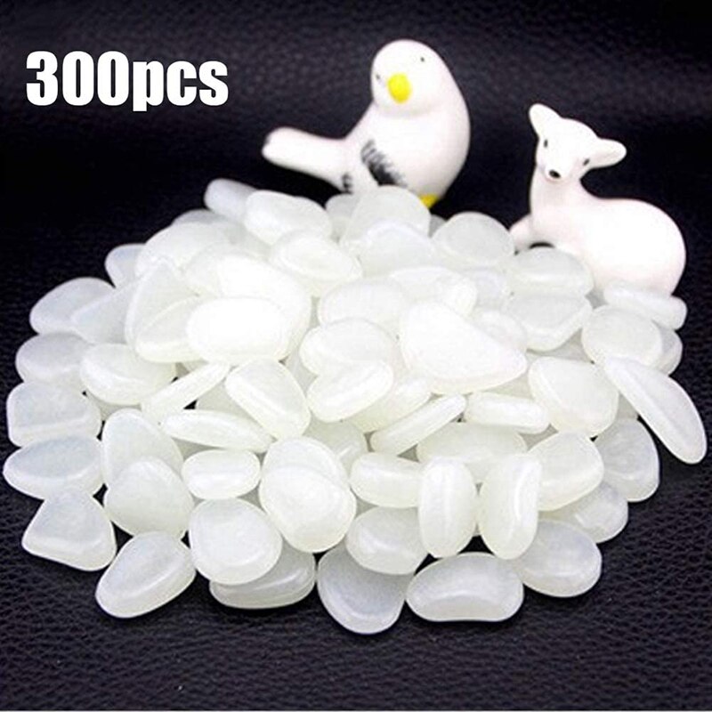 300 stuks lichtgevende tuinkiezels, lichtgevende stenen voor tuinpad, bloempot, aquarium, tuindecoratie, lichtgevende stenen: Wit