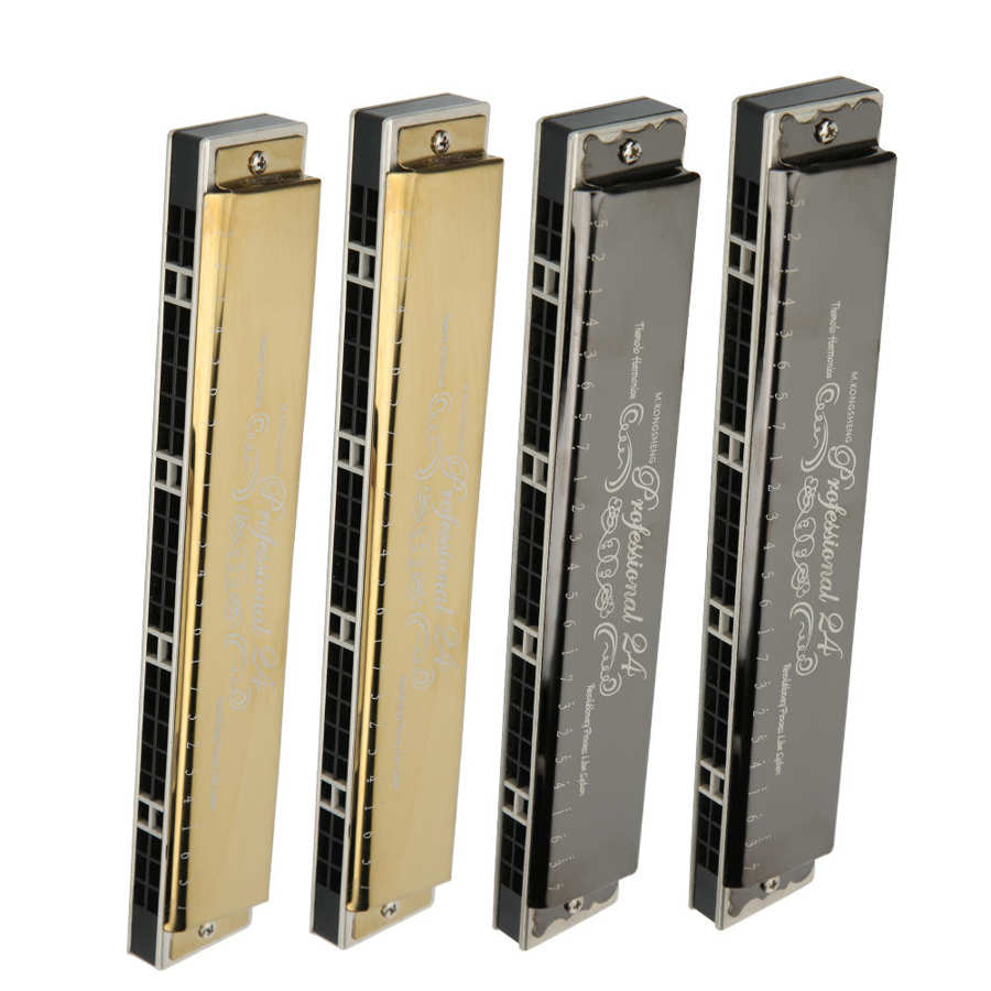 Harmonica Key A/A#/G/G#/F/F#/D/D#/E/B Mouthorgan Diatonic Harp 1.2mm Brass Base Plate 24-Hole Polyphonic