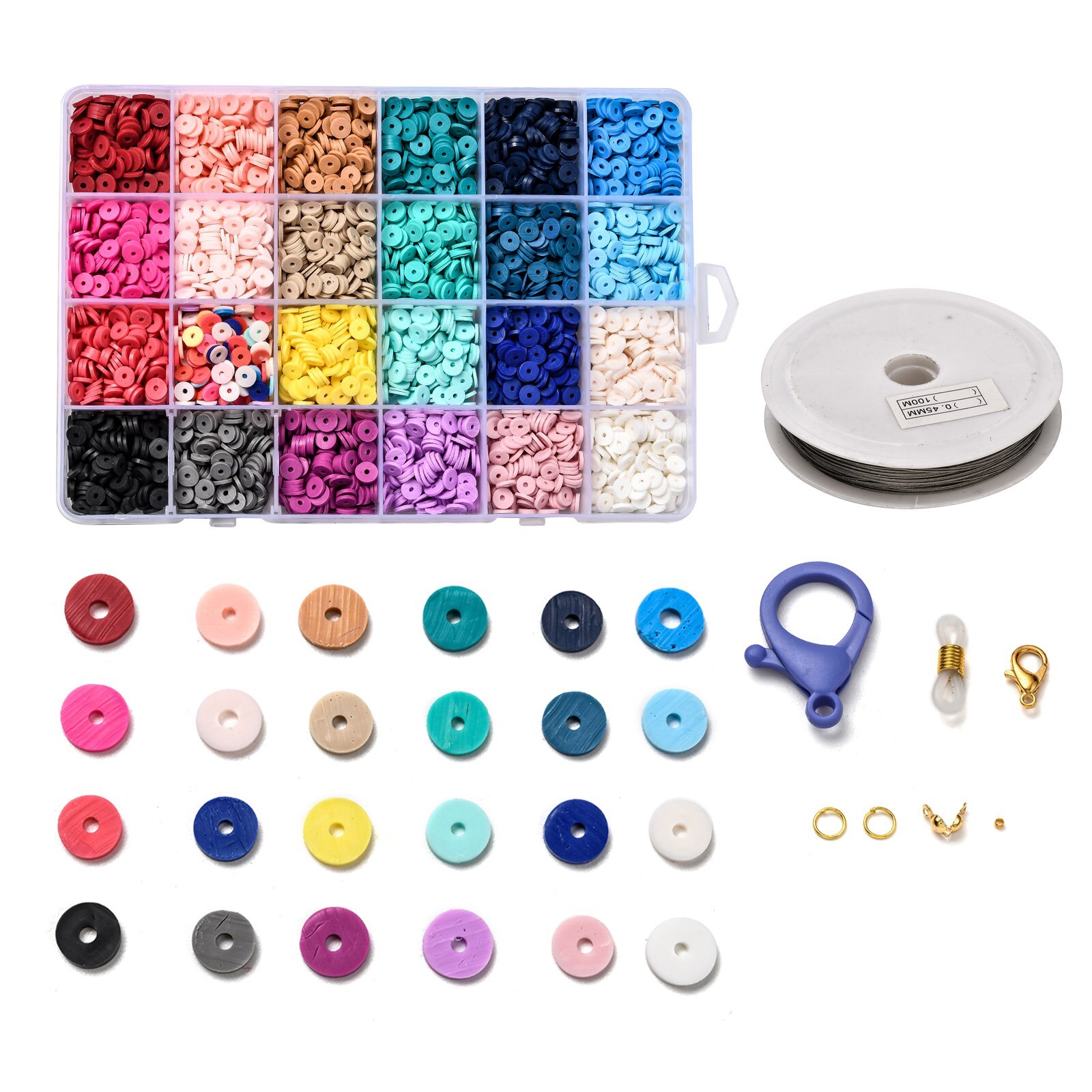 DIY Heishi Bead Style Stretch Bracelets Making Kits with Polymer Clay &amp; Acrylic &amp; Non-magnetic Synthetic Elastic Crystal Thread: A88