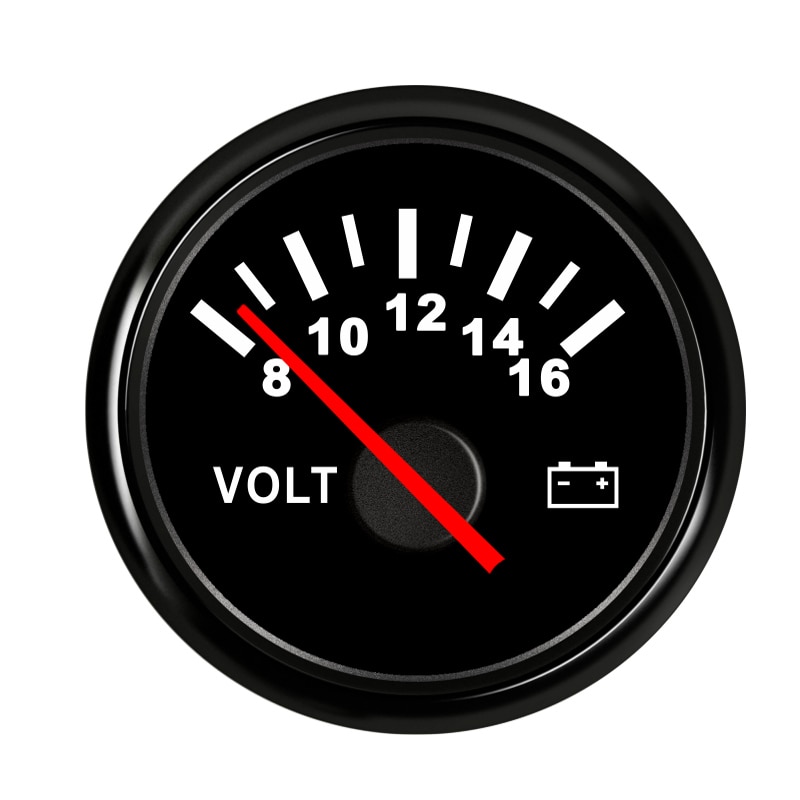 52mm Stainless Steel Boat Marine Voltmeter 8~16 V Indicating Range Volt Meter Gauge fit for Motorcycle Car Boat