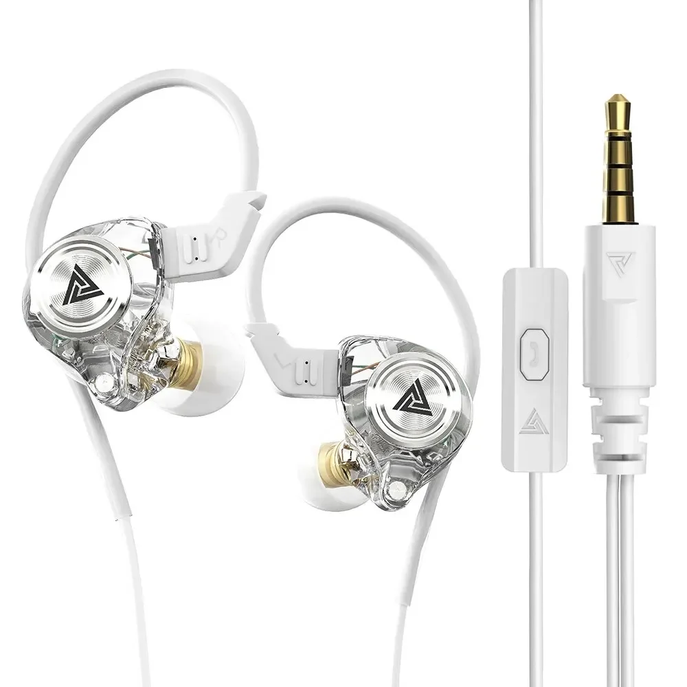 Qkz ak3 le fone de ouvido com fio com microfone alta fidelidade monitor música baixo fones com cancelamento ruído para esporte jogos: Branco
