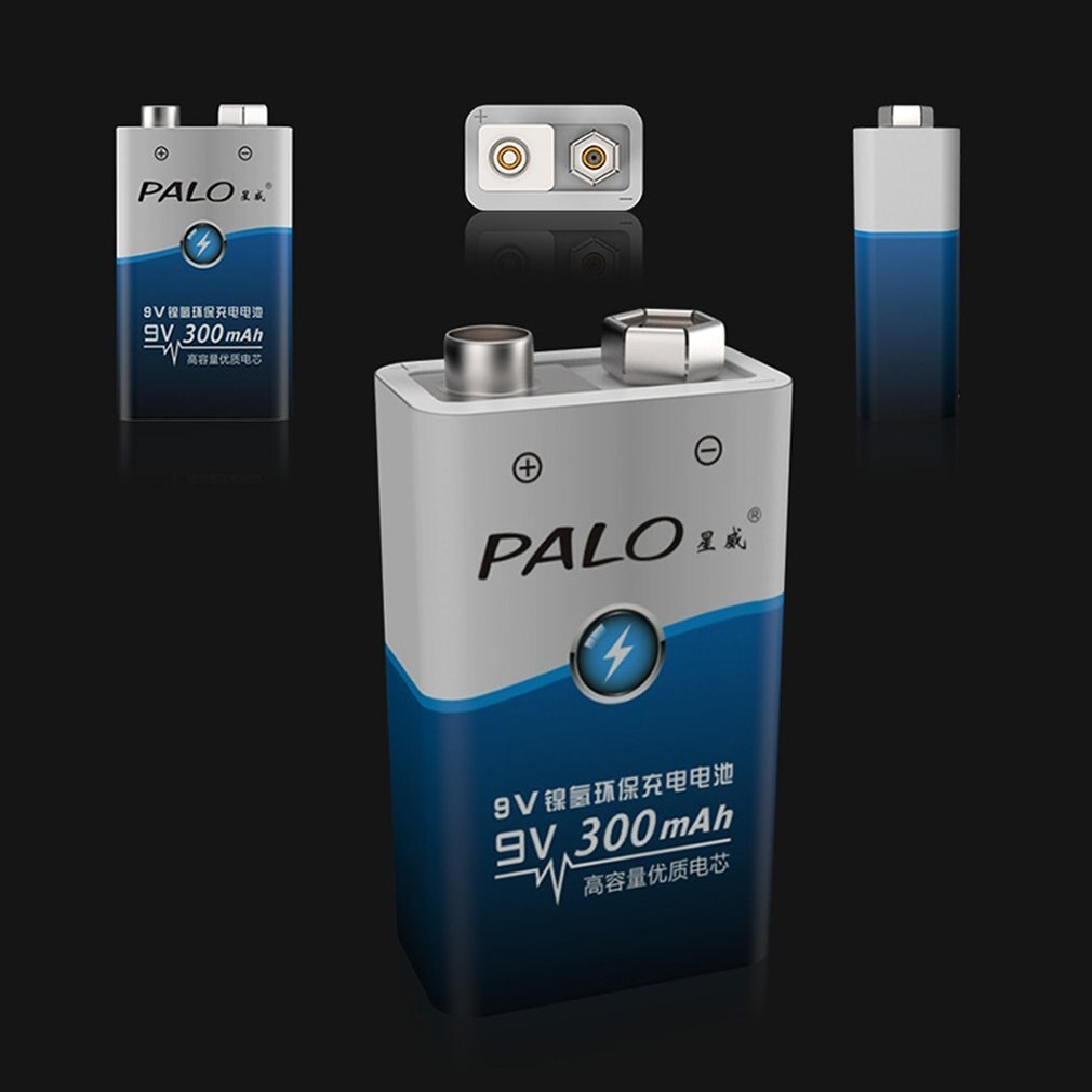 PALO 2pcs/set 6F22 006p Batttery 9V NI-MH 300mah Battery Rechargeable Batteries for Alarm Toys etc