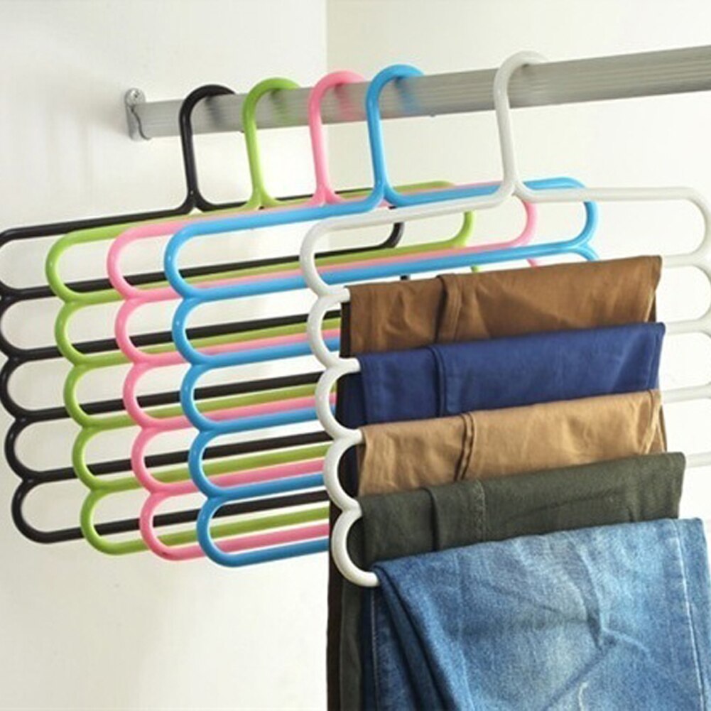5 layers Clothes Hangers Multi-Function Storage Hangers Plastic 5-Layer Drying Rack Pants Rack Storage Tie Belt Towel Holder