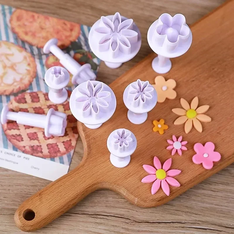 4/8 Stuks Pruim Bloem Daisy Bloem Cake Plunger Fondant Cookie Cutter Mold Pruim Bakken Decoreren Biscuit Postzegels Voor keuken Gereedschap
