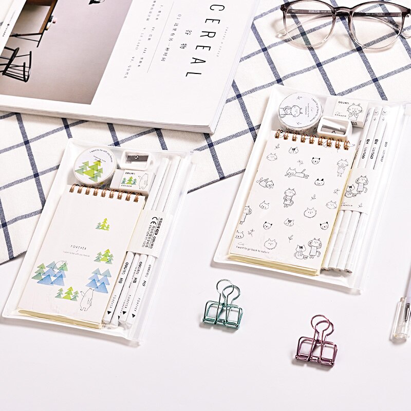 Student Stationery Set Primary High School Cute Cartoon Children's Notebook Pen Tape Eraser Pencil Sharpener