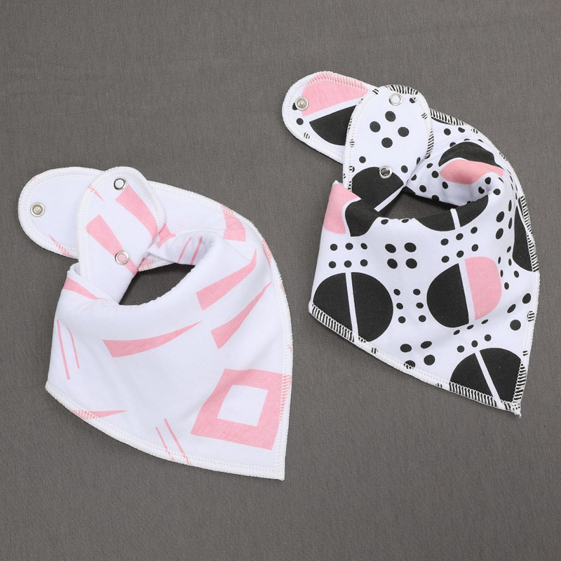 Bavettes unisexe pour bébés, en Bandana, 2 pièces, boutons ajustables, pour bavoirs pour -né, 100% coton, accessoires utiles pour bébés: K20010