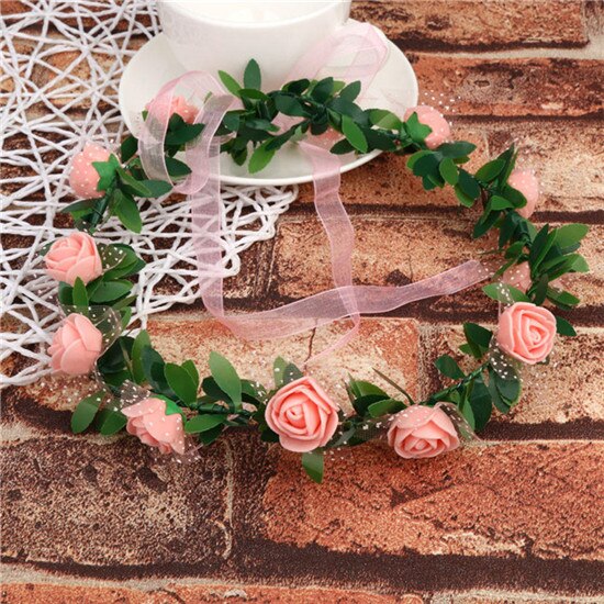 Guirnalda de flores artificiales para niños y adultos, tocado de corona, banda para el pelo, diadema, corona de princesa para novia, Decoración de cumpleaños y boda: Naranja