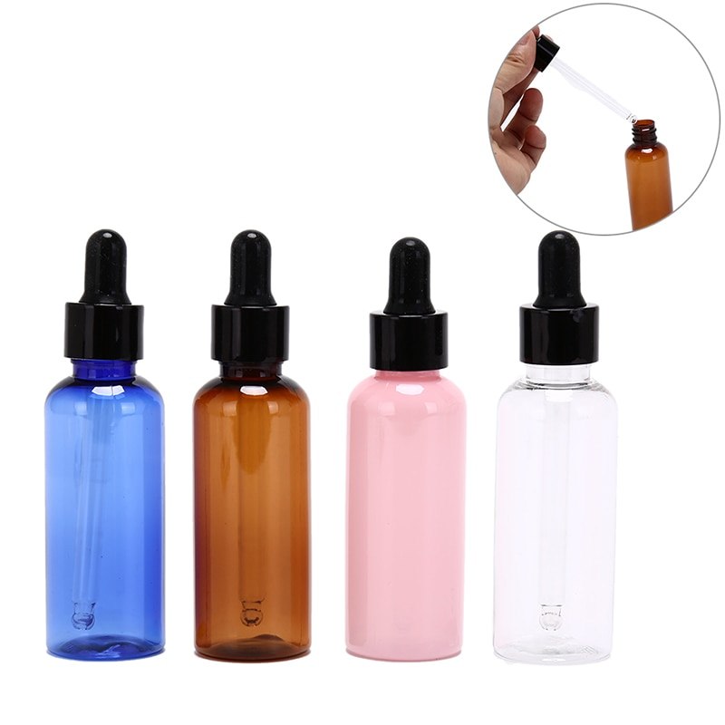50ml/bottle Dropper Empty PET Aluminum Dropper Oil Essential Bottle In Refillable Liquid Pipette Bottles 1PC