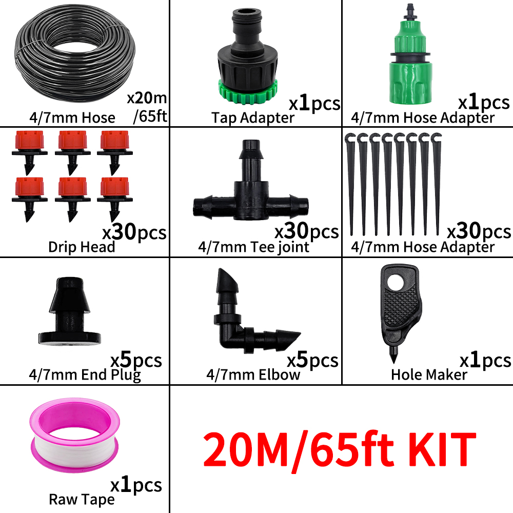 5-20M Drip Irrigation System Plant Watering Set Watering Kits Adjustable Drippers For Irrigation Micro Garden Watering System: Burgundy