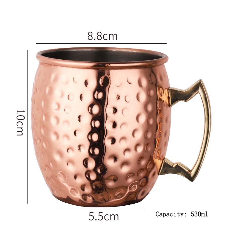 Taza bañada en cobre y bronce de acero inoxidable, taza de mula de Moscú, taza de cerveza, taza de café, leche, artículos de cóctel para Bar/hogar, 530ml: 1