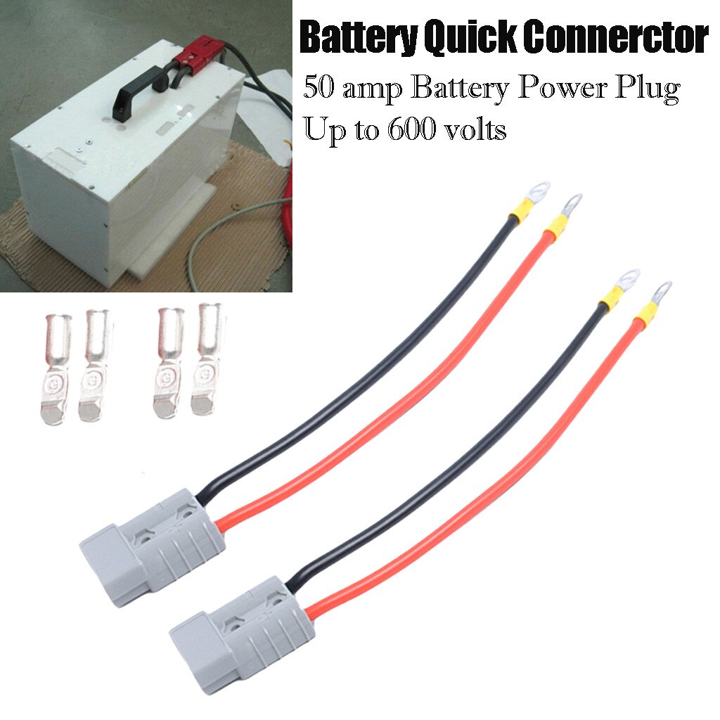 2PCS 250*5mm Battery Connector 50A Car Trailer Solar Truck Extension Wires for Solar Panels, Dual Battery Systems, Caravans