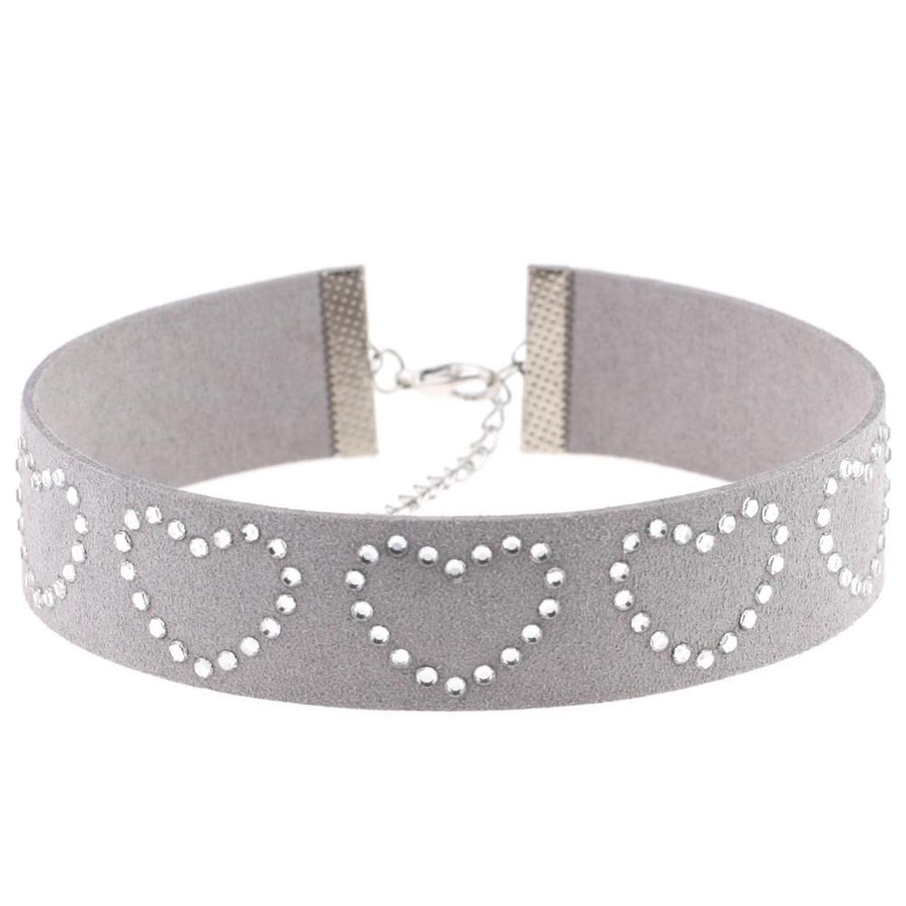 Goth Kleding Harajuku Hart Choker Ketting Liefhebbers Zwart Roze Vriend Y2k Hals Ketting Voor Vrouwen Sieraden: Rhodium Plated