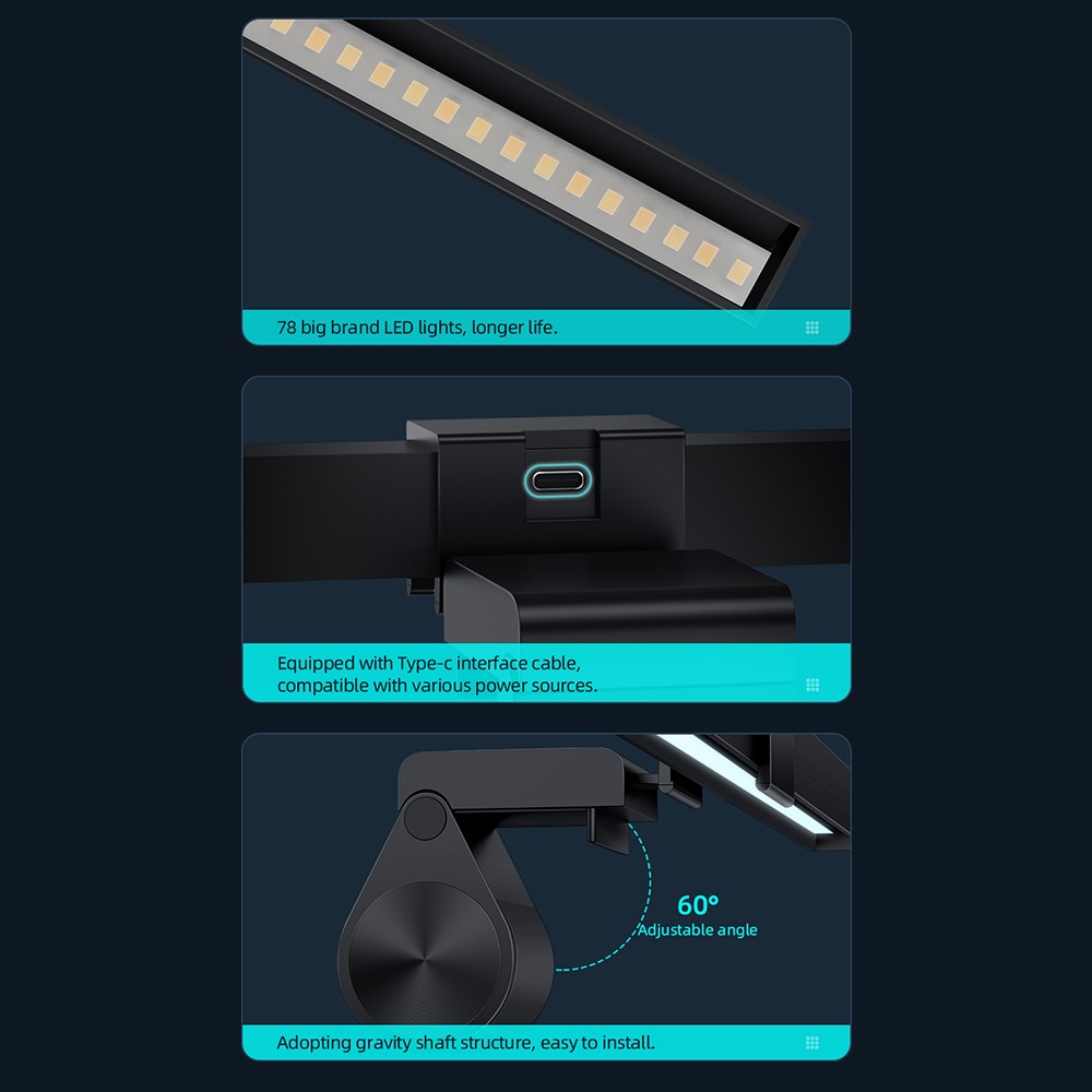 HOCO USB Asymmetric Light Source Screen Hanging Light Black Screen Light Computer Light Led Desk Lamp Monitor Light Reading