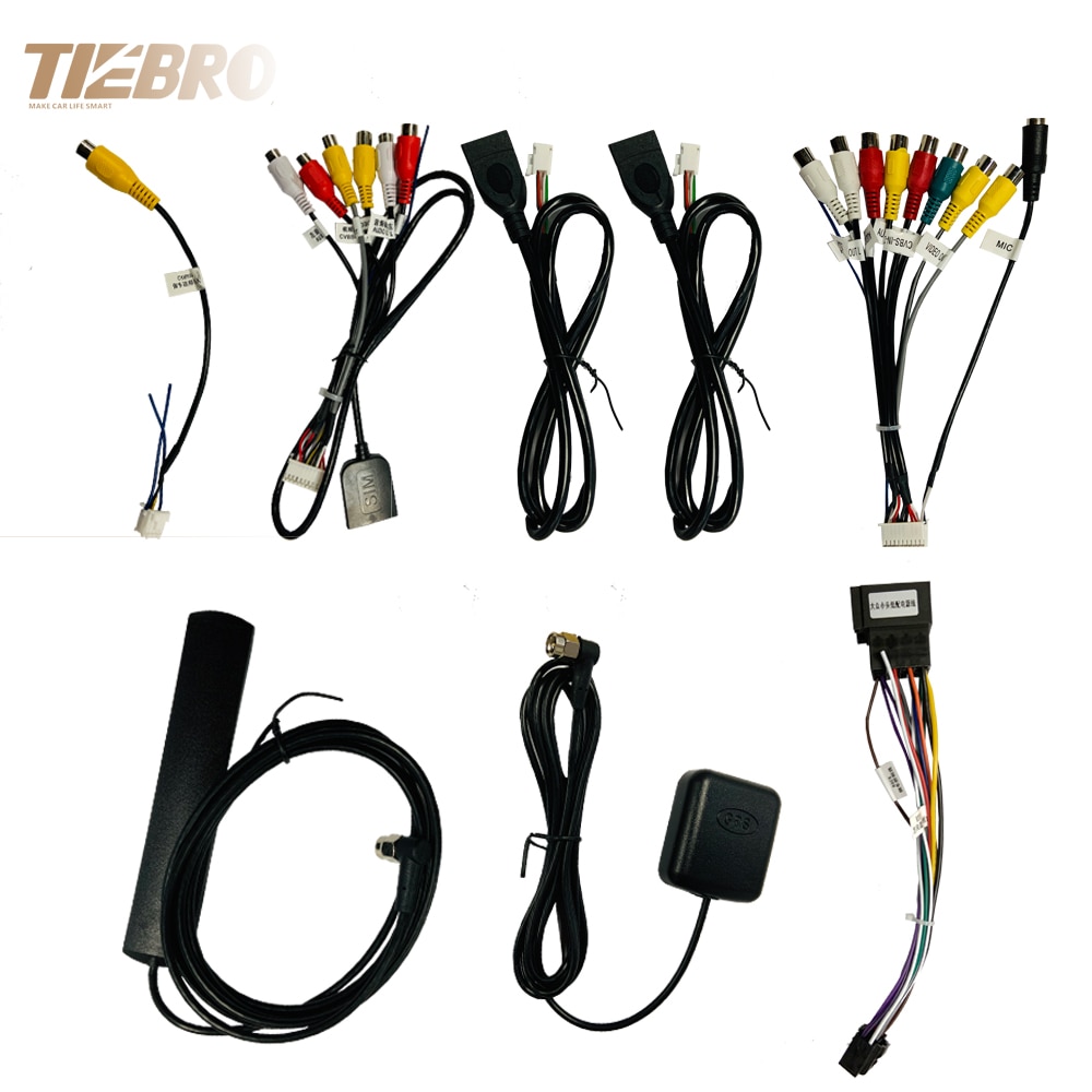 Tiebro Microfoon Usb Gps Achteruitrijcamera Rca Uitgang Aux Sim Card Slot Radio Converter 16 Pin 4G Power kabel Voor Auto Navigatie