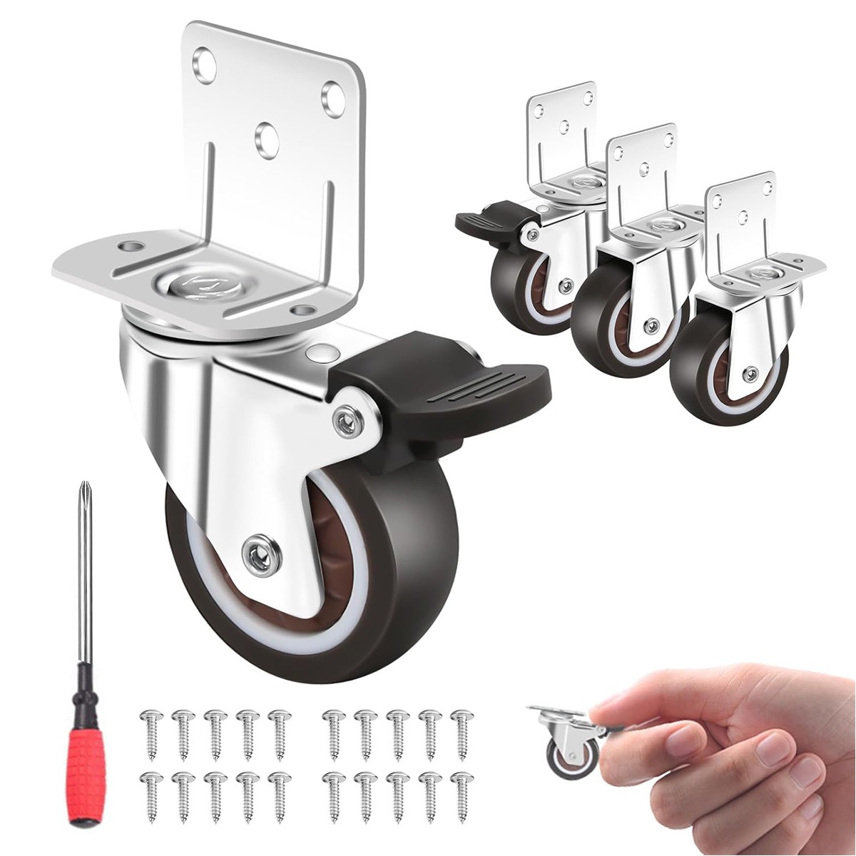 4pcs Furniture Casters Wheels Soft Rubber Swivel Caster Quite Roller wheels for trolley Baby Crib Bed Wheels Household Accessory