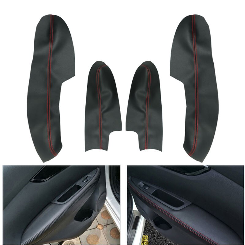 Paneles de puerta Interior de cuero de microfibra, cubiertas de superficie de reposabrazos, embellecedor protector para Nissan Qashqai J11