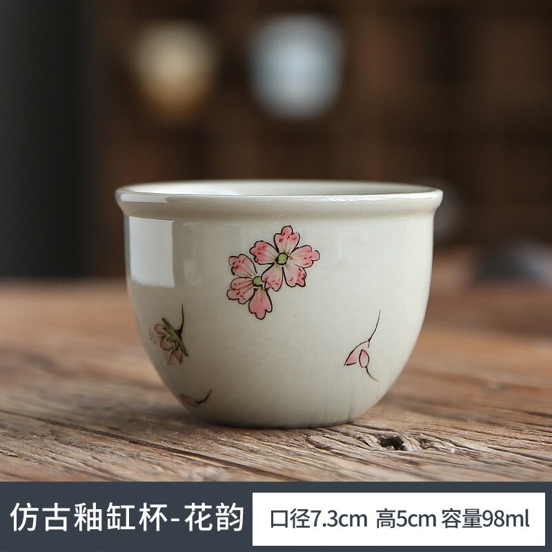 ICE Table Glaze Hand-Painted Ceramic Cup Tea Cup Tea Savoring Cup Single Cup Kung Fu Tea Set Large Master Cup Vintage Bowl: teacup B