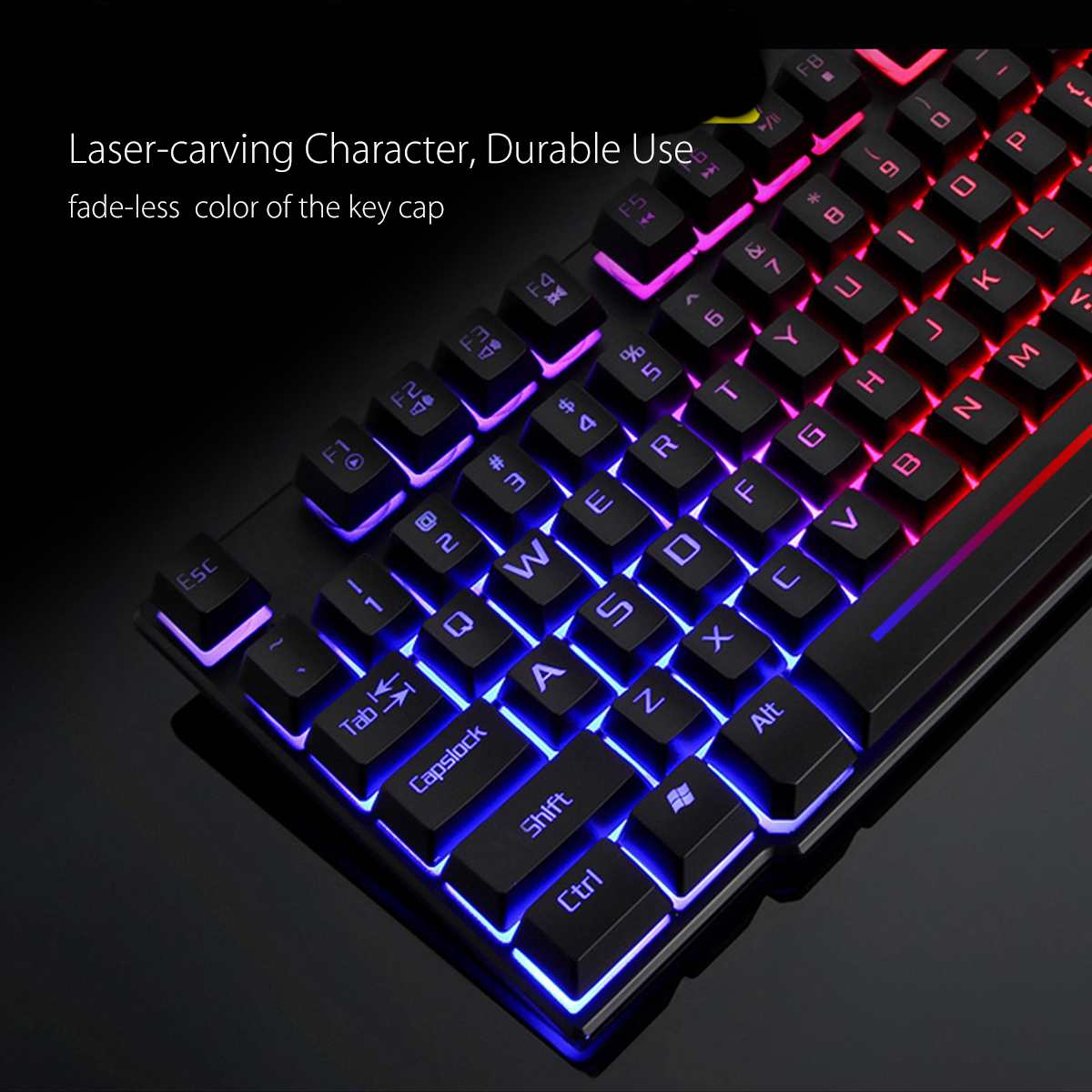 Colorful Backlight USB Keyboard Kit Wired Gaming Keyboards 2400DPI LED Gaming Mouse Combo with Mouse Pad Mix Backlit Mice