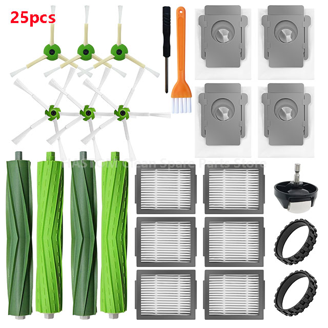 Voor iRobot Roomba i3 i3+ i4 i4+ i6 i6+ i7 i7+ i8 i8+ E5 E6 E7 j7 j7+ j7 Plus Stofzuiger Robot Hoofd-/Zijborstel Hepa Filter: Bordeaux