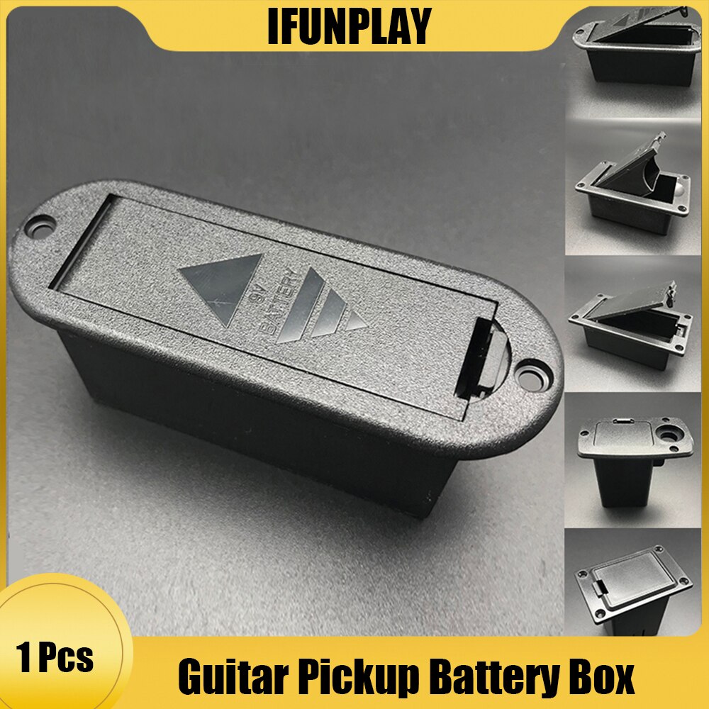 9V Battery Black Holder Case Box Compartment Cover Guitar Bass Pickup for Guitar Replacement