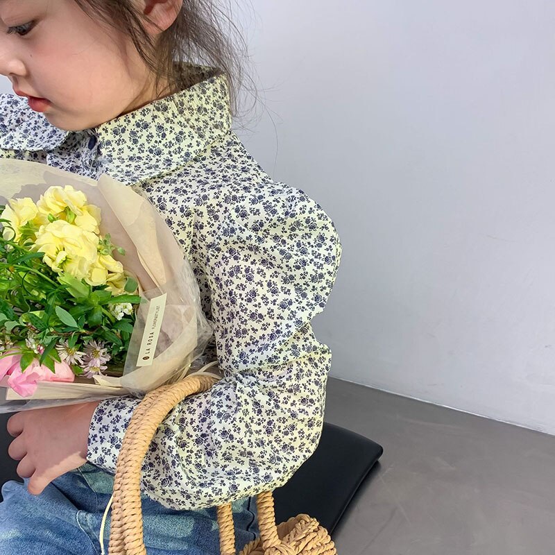 2022 Lente Kinderkleding Meisjes Koreaanse Gebroken Bloem Bubble Mouw 2-38