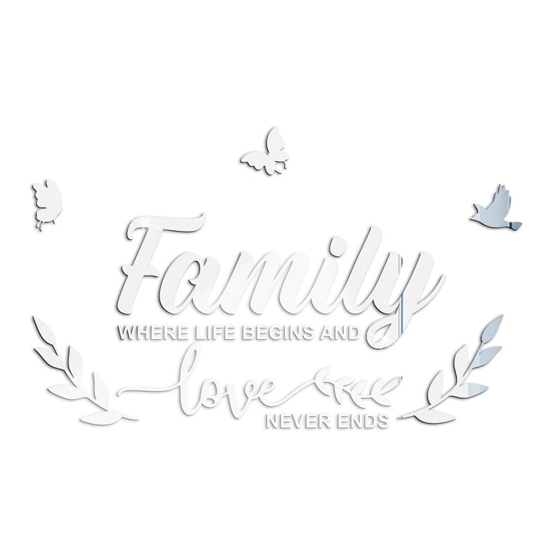 1einstellen 3D Spiegel Zauberstab Aufkleber DIY Familie Worte Acryl Zauberstab Aufkleber Wohnzimmer Zauberstab Dekor Hause Dekoration adesivo de parede: Silber-