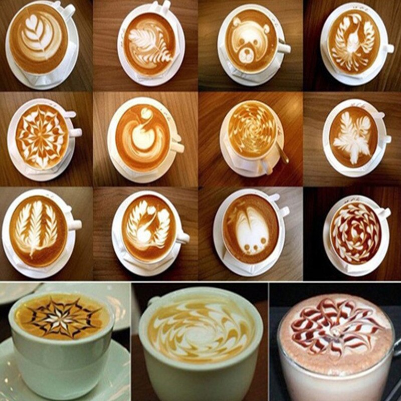 Kjøkkenverktøy cappuccino form fancy kaffe utskrift modell skum spray kake sjablonger kaffe tegning mold pulverisert sukker sil verktøy