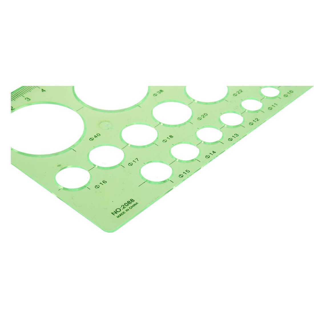 SOSW-Green Plastic Students Rectangle Shape Drawing Circle Template Ruler