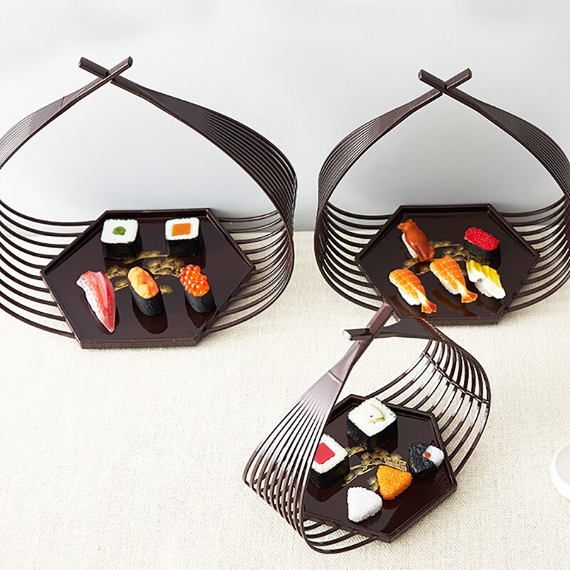 Sushi Mand Diner Plaat Platos Zeshoekige Lade Sushi Tempura Platen Japanse Schotel Versieren Hand Manden Assiette Servies 1Pcs