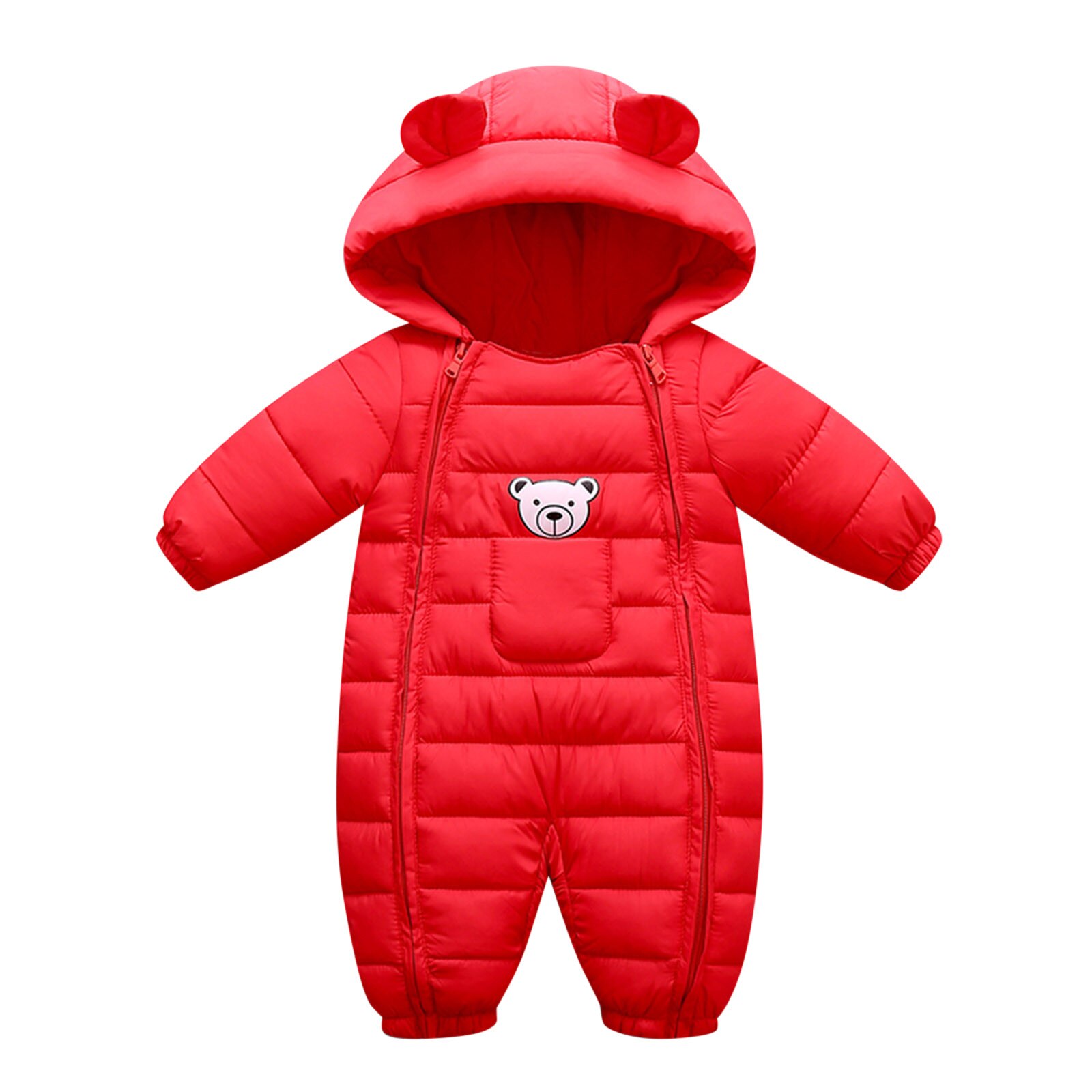 Bebê recém-nascido meninas meninos macacão infantil com capuz snowsuit ao ar livre grosso quente à prova de vento casacos macacão crianças jaqueta 0-24m: Vermelho / 12-18 Months