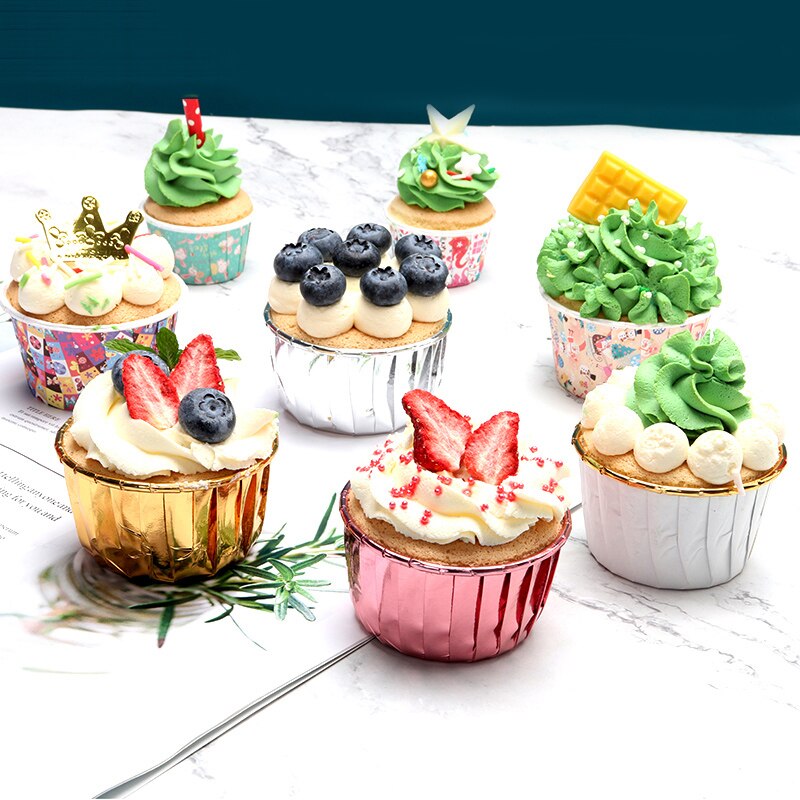 50 stk/pakke 9 farver muffin cupcake liner kage indpakning bagning kop bakke sag kage papir kopper wienerbrød værktøj festartikler