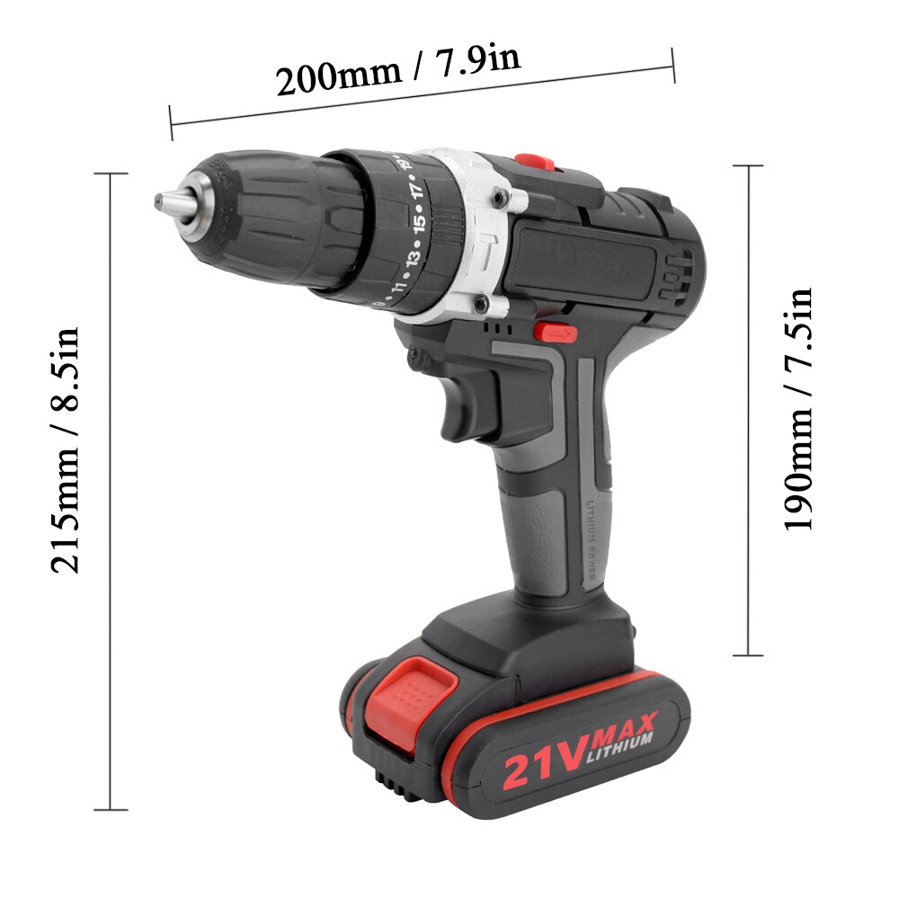 21V 1300mAh Electric Drill 2Lithium Battery DIY Mini Rechargeable Impact Drill 1450rmp Speed Cordless Drill Household Power Tool